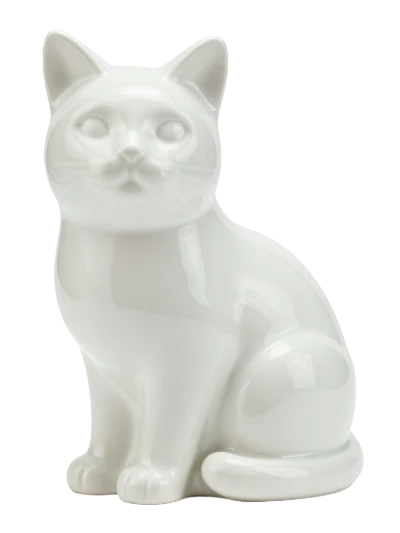 White Ceramic Cat Figurine