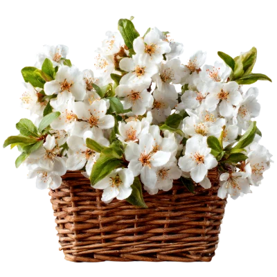 White Flowers In Basket