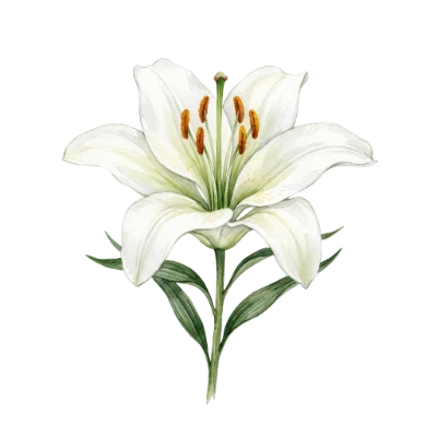 White Lily Watercolor Flower