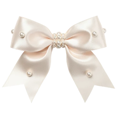 White Satin Pearl Bow