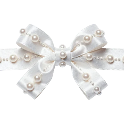 White Satin Pearl Bow