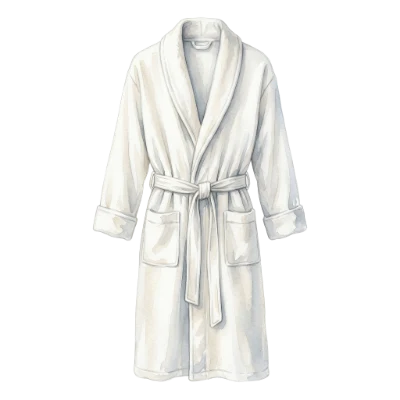 White Watercolor Bathrobe