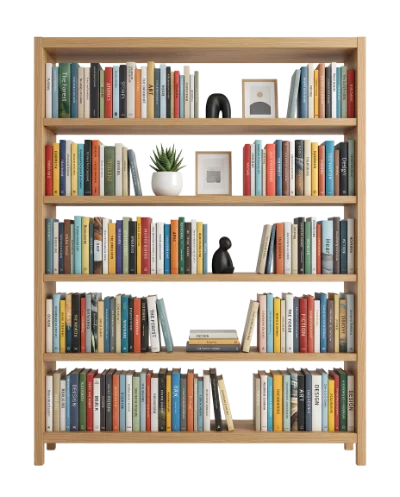 Wooden Bookshelf With Books