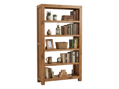 Wooden Bookshelf With Decor