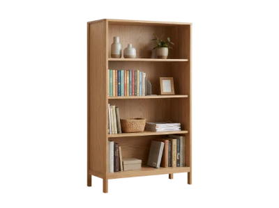 Wooden Bookshelf With Decor