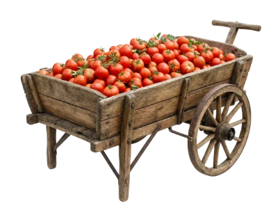Wooden Cart With Tomatoes