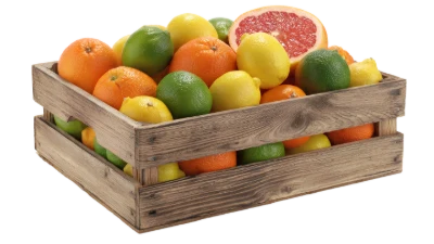 Wooden Crate Of Citrus