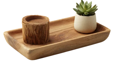 Wooden Tray With Succulent