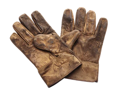 Worn Leather Work Gloves