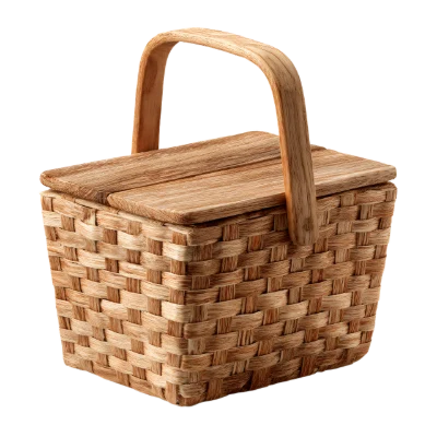 Woven Wooden Picnic Basket