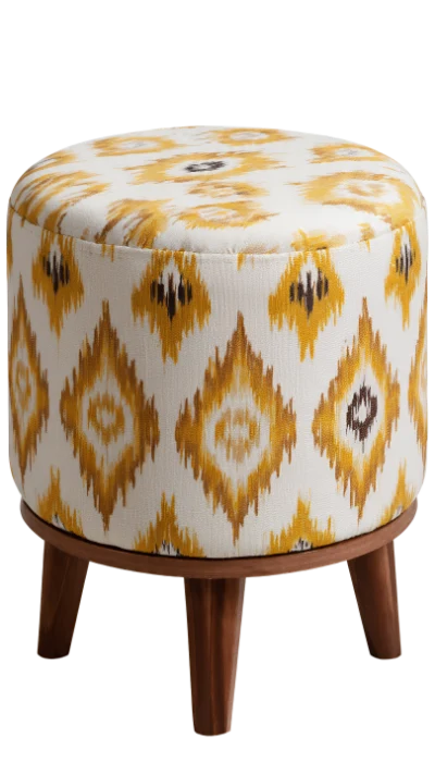 Yellow Ikat Pattern Ottoman