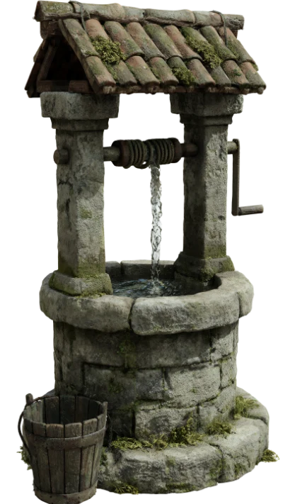 Ancient Stone Water Well 3D Render