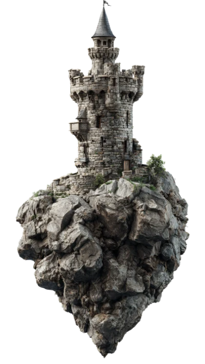 Floating Stone Castle 3D Render
