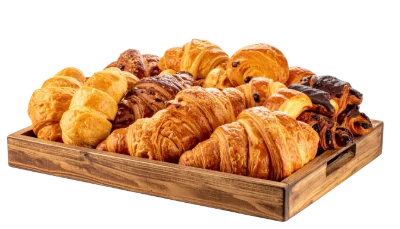Fresh Croissants Wooden Tray
