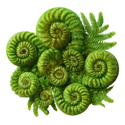Green Fern Fiddlehead Fronds