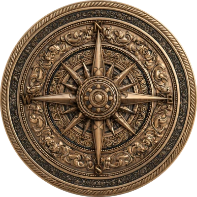 Ornate Bronze 3D Compass