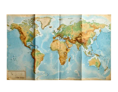 Vintage Folded World Map